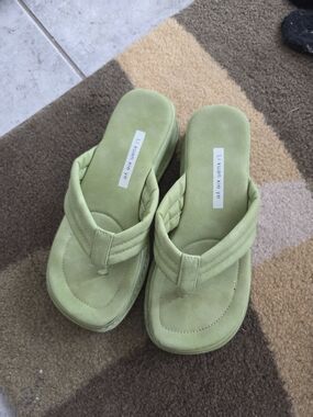 Lime Green Platform Thong Sandals - Women's